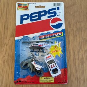 Pepsi Die Cast Metal Triple Pack Helico.. Motorcycle Car Toy 3 Pieces JA-RU 1897